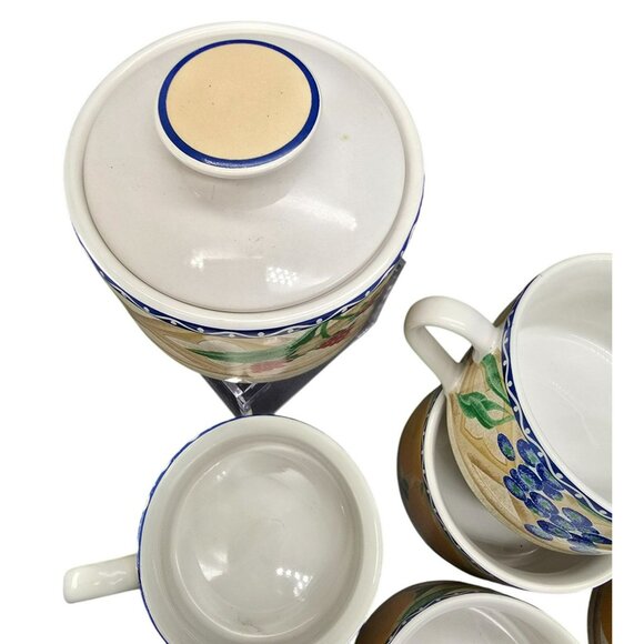 Sango Delight Ceramic Fruit-Themed Mugs Sugar Bowl & Creamer Set JJ3830 - Picture 8 of 11